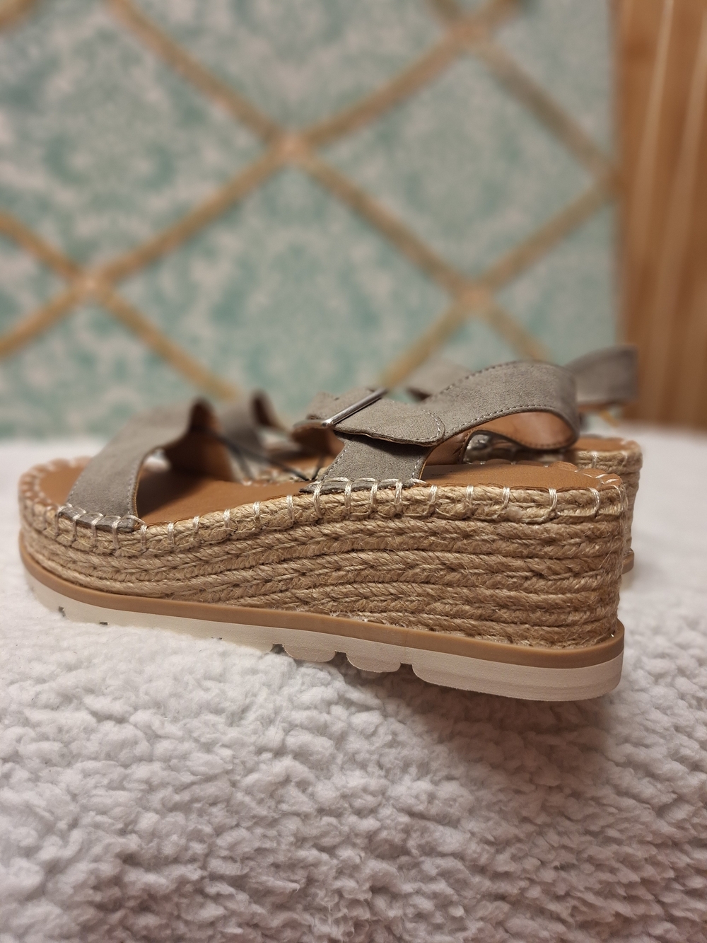 NWT Women's Taupe Espadrille Platform Sandals Sz 7.5 - Picture 6 of 16